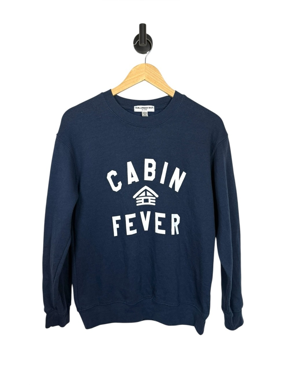 Sub Urban Riot Cabin Fever Graphic Crewneck Sweatshirt Navy Blue Small